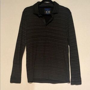 Joseph Abboud, Men's long sleeve Polo Shirt Slim Fit. Size Medium black and gray